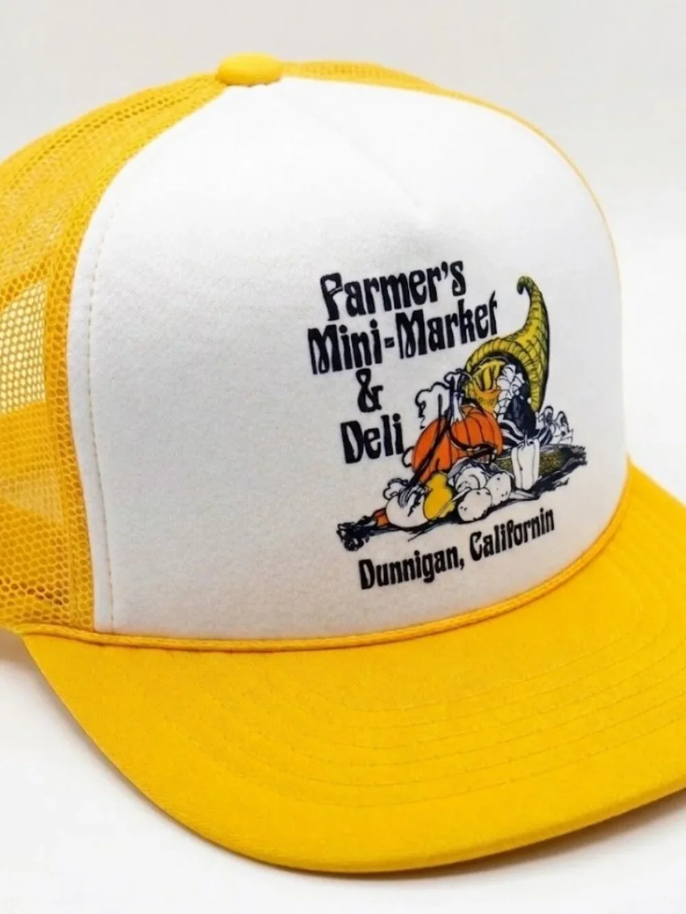 Retro Farmers Mini Market Foam Trucker Hat Yellow White Rope Snapback Cap New